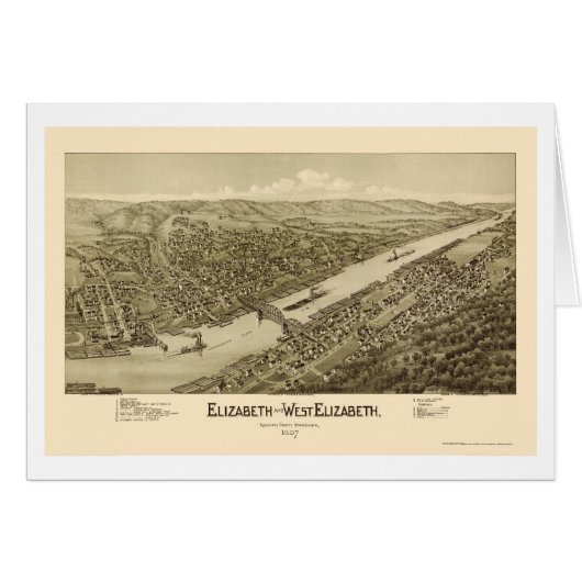 Elizabeth, PA Panoramic Map - 1897 Cards (Front Horizontal)