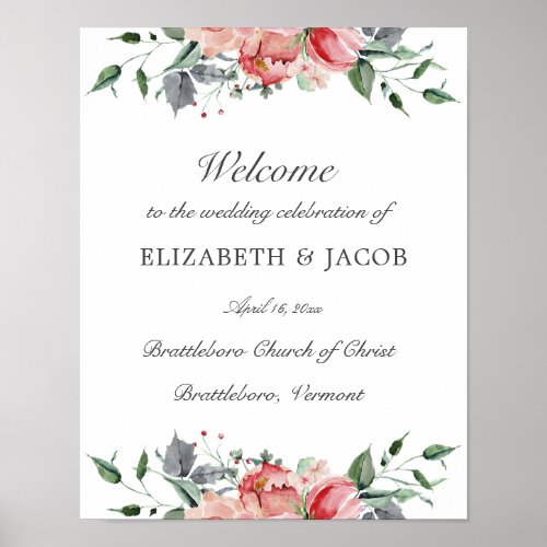 Elizabeth Pink Welcome to our Wedding Sign