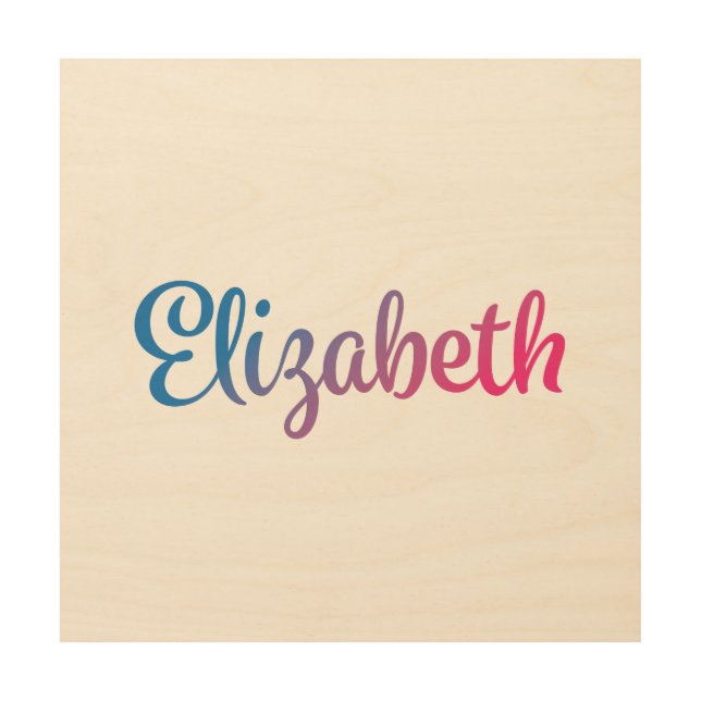 Elizabeth Stylish Cursive Wood Wall Decor (Front)