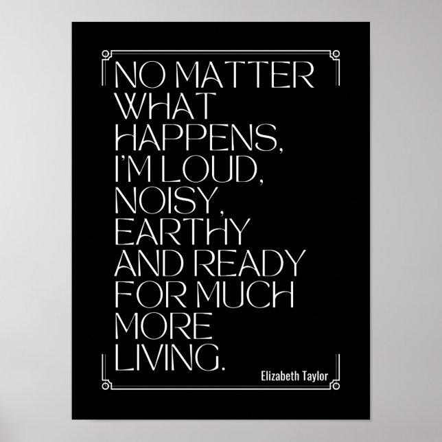 Elizabeth Taylor Inspirational Motivational Quotes Poster (Front)