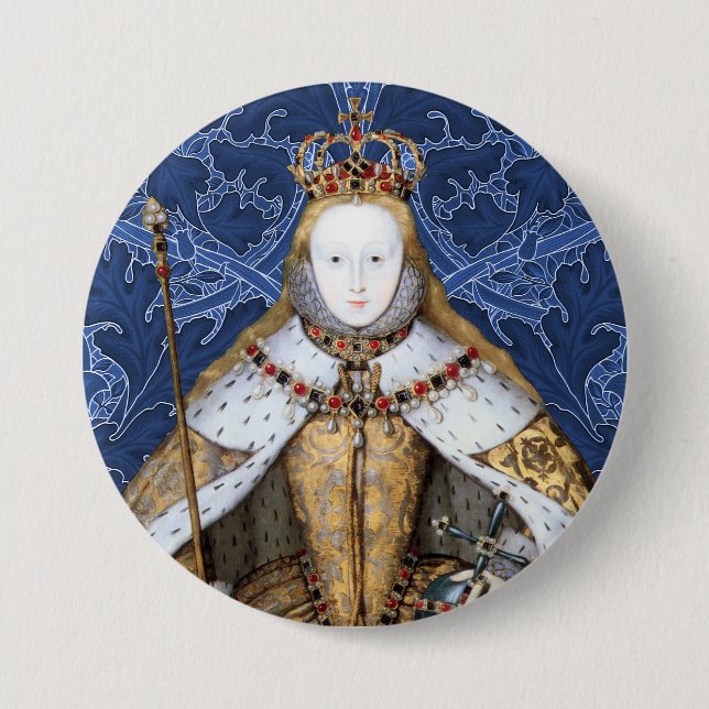 Elizabeth Tudor, Queen of England Button (Front)
