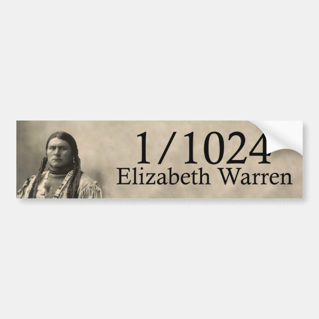 Elizabeth Warren 1/1024 Native American Bumper Sticker (Front)