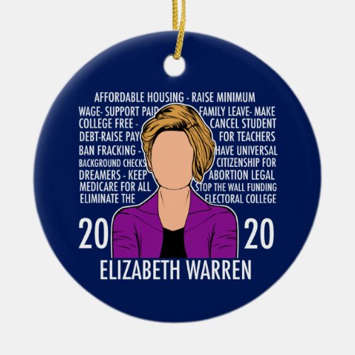 Elizabeth Warren 2020 Platform Democratic Debate Ceramic Ornament