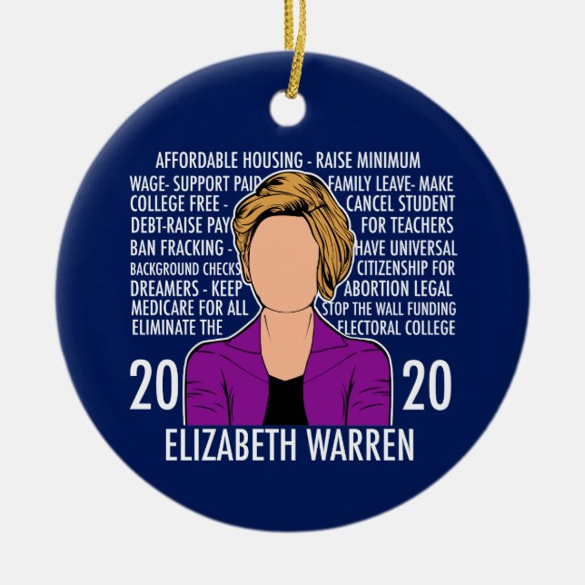 Elizabeth Warren 2020 Platform Democratic Debate Ceramic Ornament (Front)
