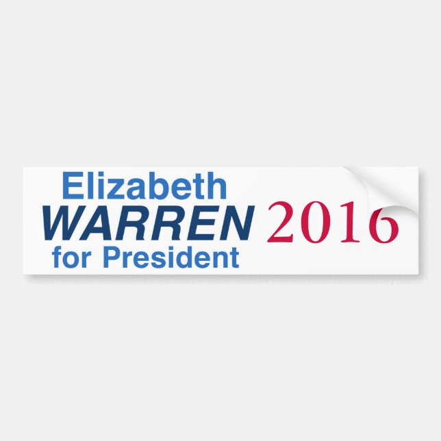Elizabeth Warren for President 2016 Bumper Sticker (Front)