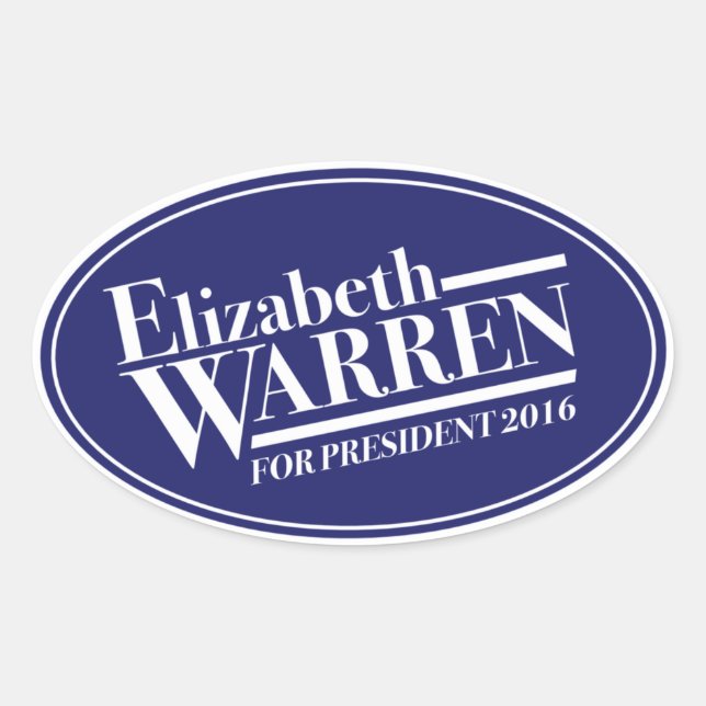 Elizabeth Warren for President 2016 oval sticker (Front)