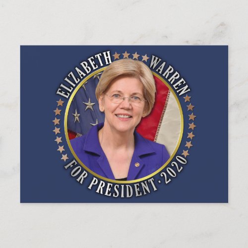 Elizabeth Warren for President 2020 Democrat Photo Postcard