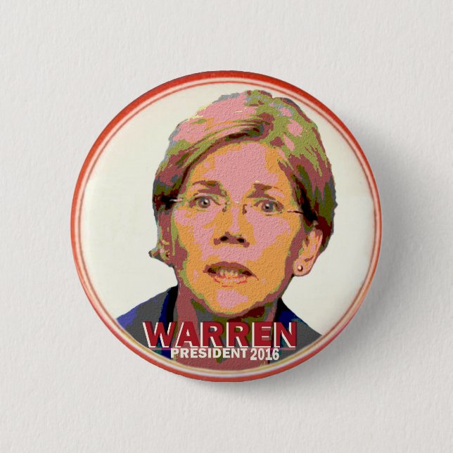 Elizabeth Warren for President in 2016 Pinback Button (Front)