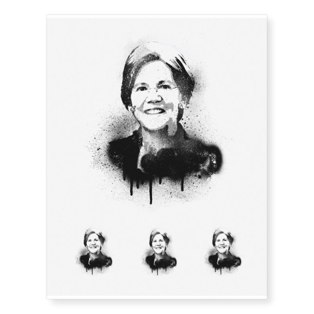 Elizabeth Warren Graffiti Art Temporary Tattoos (Front)