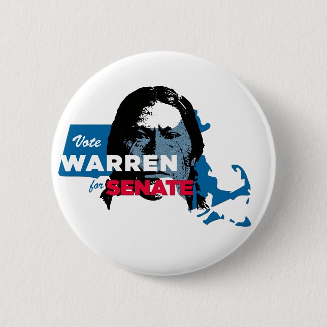 Elizabeth Warren Indian Parody button (Front)