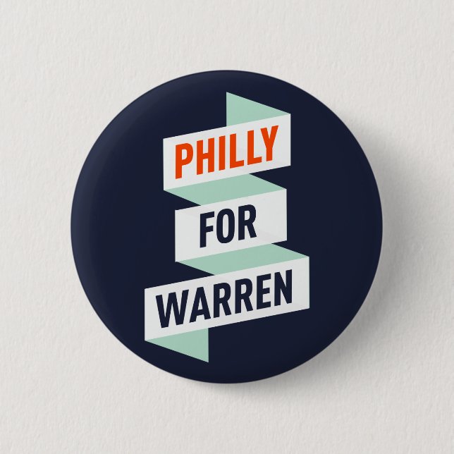 Elizabeth Warren - Philly For Warren - Button/Pin Button (Front)