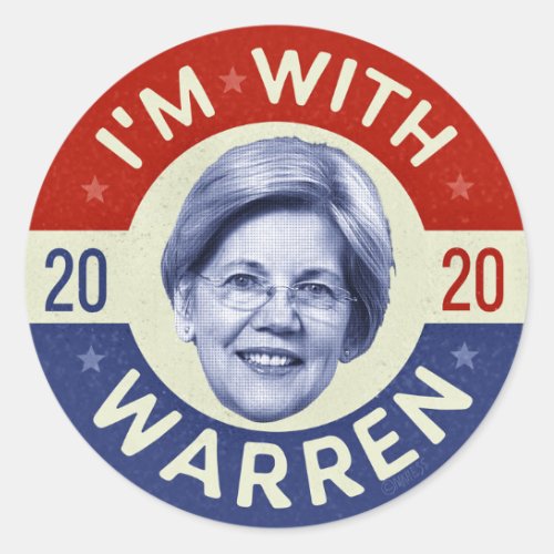 Elizabeth Warren President 2020 Democrat Pic Retro Classic Round Sticker