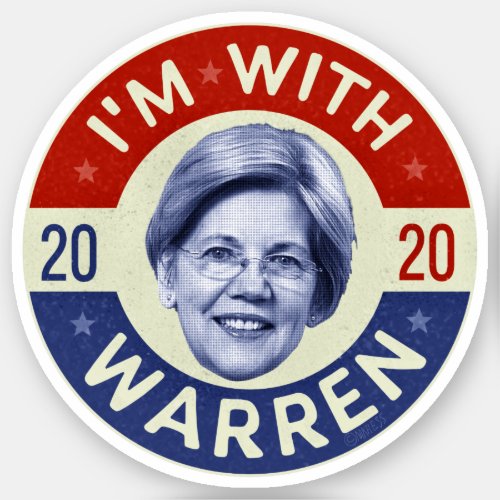 Elizabeth Warren President 2020 Democrat Pic Retro Sticker