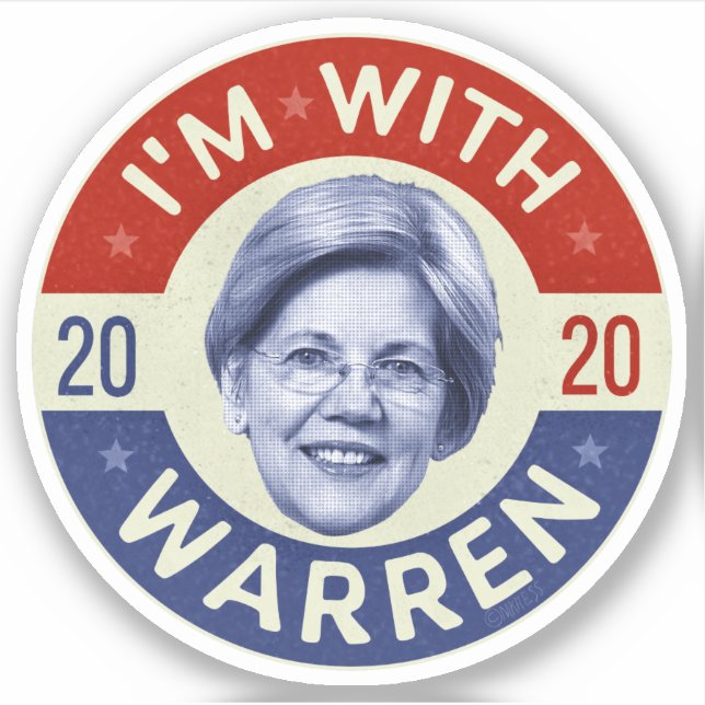 Elizabeth Warren President 2020 Democrat Pic Retro Sticker (Front)