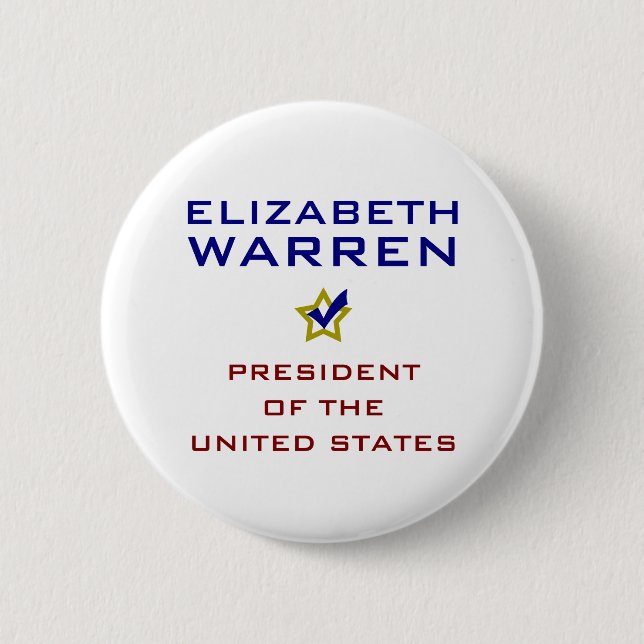 Elizabeth Warren President USA V2 Pinback Button (Front)