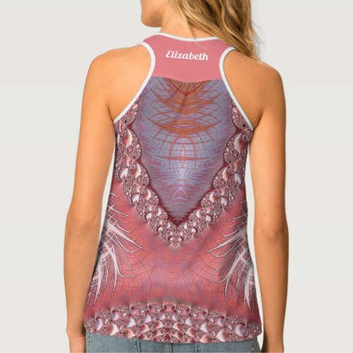 ELIZABETH Womens Tank Top Coral White and Gray 