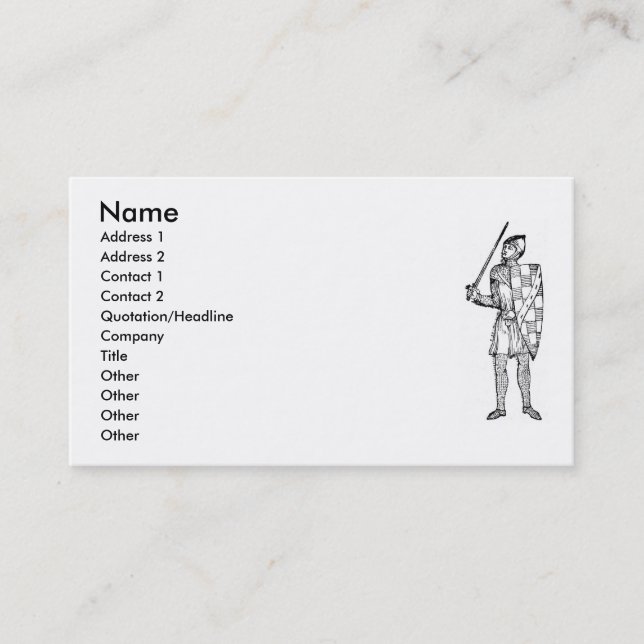 Elizabethan Costumes Business Card (Front)