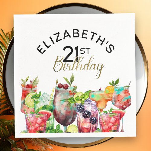 Elizabeths 21st Birthday Cocktail Party Napkins