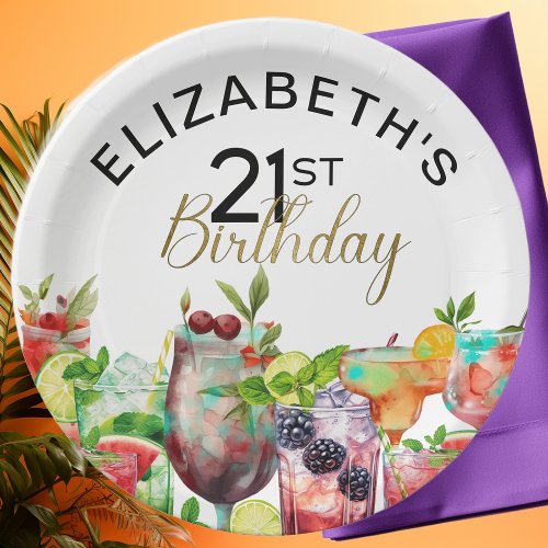 Elizabeths 21st Birthday Cocktail Party Paper Plates