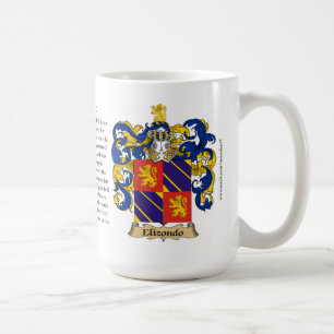 Elizondo, the Origin, the Meaning and the Crest Coffee Mug