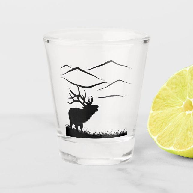 Elk and Blodgett Peak Shot Glass (Front)