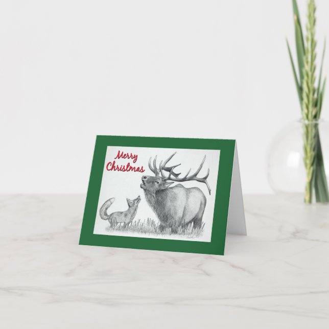 Elk and Fox Letterpress Thank You Card (Front)