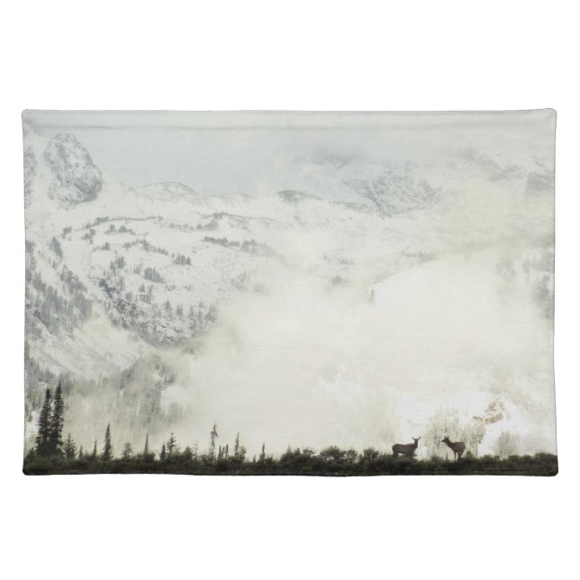 Elk at Grand Teton National Park Photography Cloth Placemat (Front)