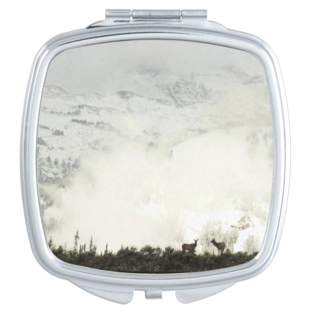 Elk at Grand Teton National Park Photography Compact Mirror (Front)