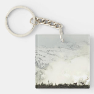 Elk at Grand Teton National Park Photography Keychain