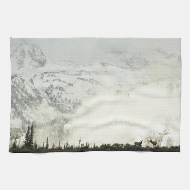 Elk at Grand Teton National Park Photography Kitchen Towel (Horizontal)