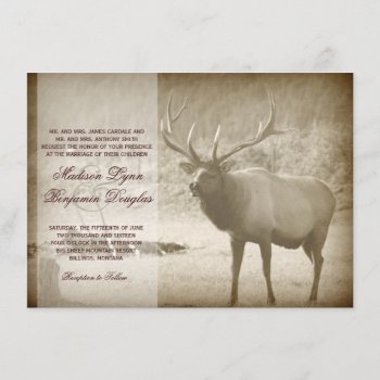 Elk Big Game Wildlife Antlers Wedding Invitations by CustomWeddingSets at Zazzle