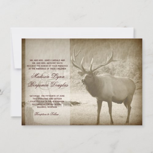 Elk Big Game Wildlife Antlers Wedding Invitations