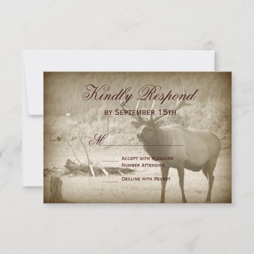 Elk Big Game Wildlife Antlers Wedding RSVP Cards