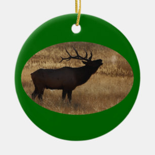 elk bugle and steam ceramic ornament