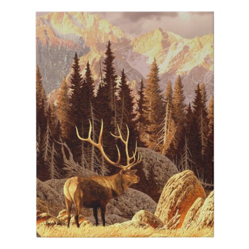 Elk Bull Faux Canvas Print