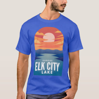 Elk City Lake KS Retro Sunset  T-Shirt