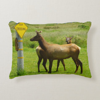 Elk Crossing California Wildlife Photography Accent Pillow