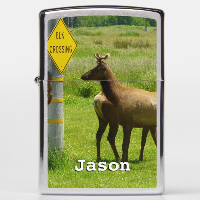Elk Crossing California Wildlife Photography Zippo Lighter (Front)