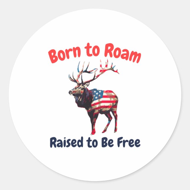 Elk Flag America Classic Round Sticker (Front)