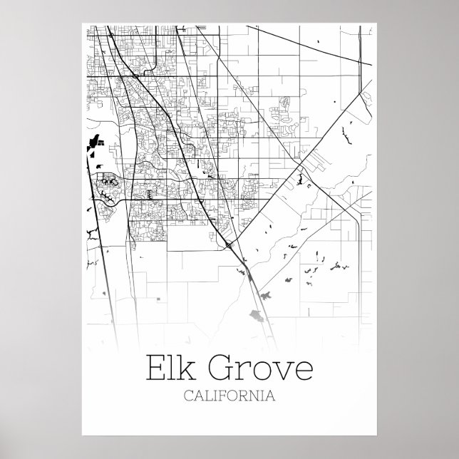Elk Grove Map - California - City Map Poster (Front)