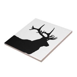 Elk Head Silhouette Ceramic Tile