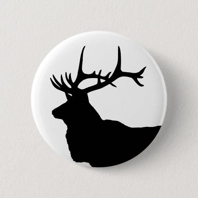 Elk Head Silhouette Pinback Button (Front)