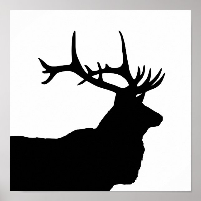 Elk Head Silhouette Poster (Front)