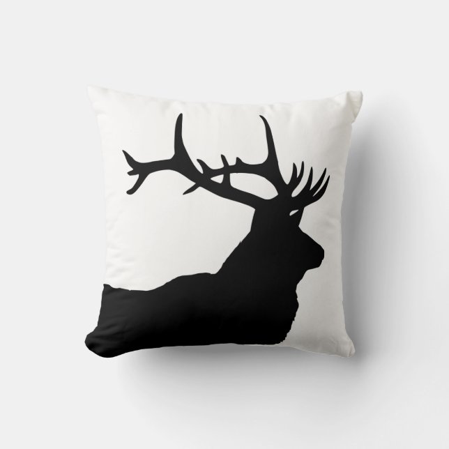 Elk Head Silhouette Throw Pillow (Front)