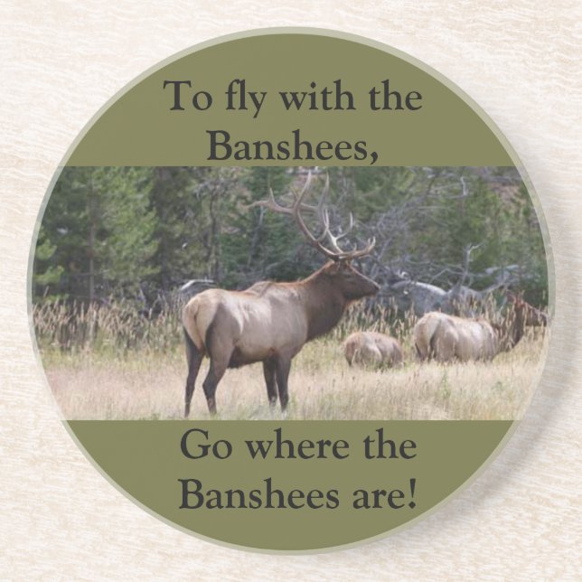 Elk Hunting Sandstone Wildlife Coaster (Front)