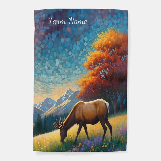 Elk in Meadow Garden Flag (Front)