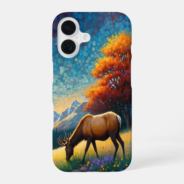 Elk in Mountain Meadow iPhone Case (Back)