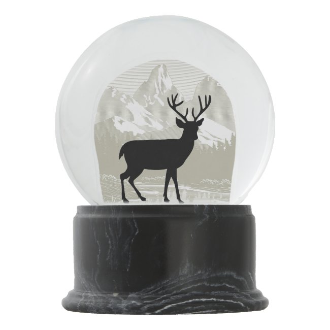 Elk in Mountains Design Snow Globe