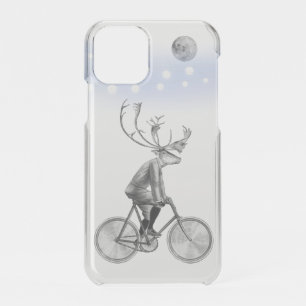 Elk in Suit Riding Vintage Bicycle Under the Moon iPhone 11 Pro Case