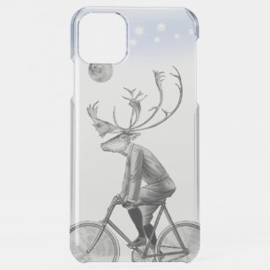 Elk in Suit Riding Vintage Bicycle Under the Moon iPhone 11 Pro Max Case